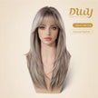 Jami - New! DWY Bionic Silk Top 22-Inch Long Layer cut Bronde Balayage Glueless Synthetic Wig with Bangs for Women High-Quality Premium Fiber Easy Wear Comfortable Fit Summer Looks