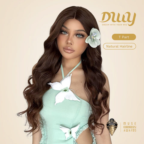 DWY Becky-DWY Lace Front Middle Part Long-Length Curly Chesnut Brown Glueless Synthetic Wig