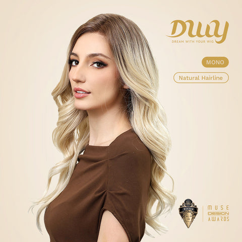 River-DWY Mono Lace Front Free Part Long Wavy Blonde Glueless Synthetic Wig