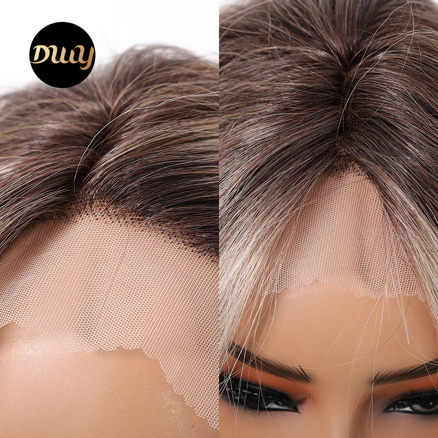 Mackenzie-DWY Blonde Synthetic Lace Front Wig Long Straight Layered Pre Plucked Glueless Wig