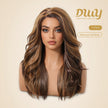 Elsie-DWY C Part Lace Front Long Ginger Brown with Golden Highlight Glueless Synthetic Wig