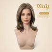Freya-DWY NEW Step Go Lace Free Part Mid-Length Layered Brown Highlighted Glueless Mixed Japanese Fiber Wig