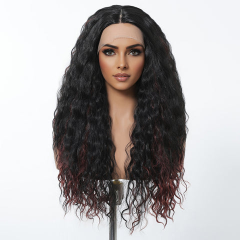 【Early Black Friday】DWY Black and Red Curly Wig for Black Women – Bold and Beautiful
