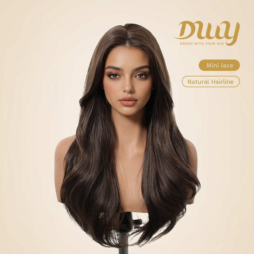 Alissa C-DWY Lace Front Long Natural Brown MINI LACE Part Glueless Synthetic Wig