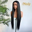 [CLEARANCE SALE] Jenner -DWY Lace Front Long Natural Black Middle Part Glueless Synthetic Wig for Women 30 Inches Straight Full Voluminous Classic Style
