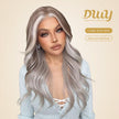 Ivy C- DWY 13×6 Lace Front Free Part Long-Length Wavy Ash Blonde Highlighted Glueless Synthetic Wig for Women 22 Inches