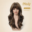 Cider - New ! DWY Bionic Silk Top 22-Inch Long Wave Bronde Balayage Glueless Synthetic Wig with Bangs for Women High-Quality Premium Fiber Easy Wear Comfortable Fit