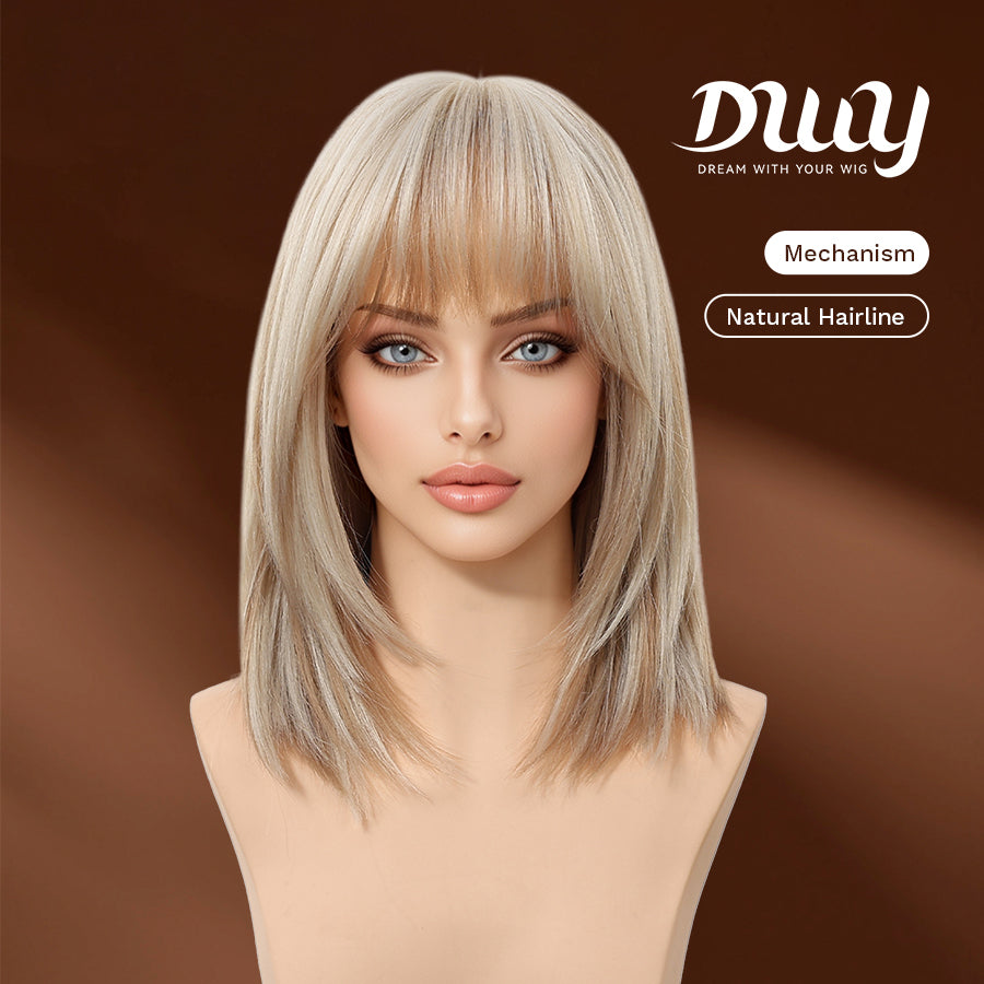 Magnolia-DWY MiraScalp 14-Inch Short Platinum Blonde Bob Wig