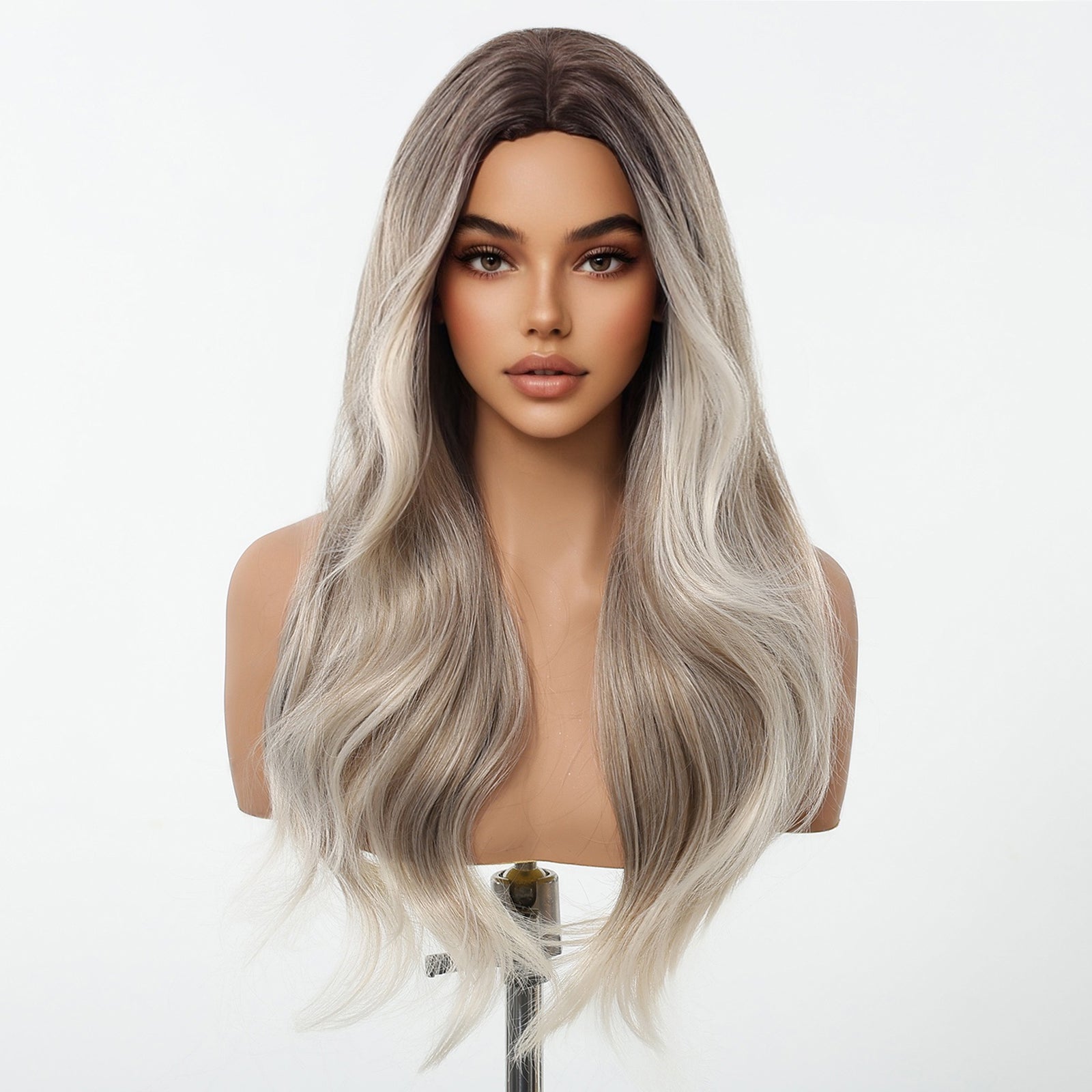 DWY Ash Blonde Middle Part Synthetic Wig - Chic & Versatile Elegance