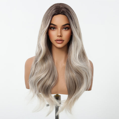 【Early Black Friday】DWY Ash Blonde Middle Part Synthetic Wig - Chic & Versatile Elegance