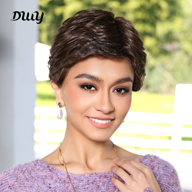 Alice-DWY Mono Lace Front Free Part Dark Brown Pixie Synthetic Wig(us only)