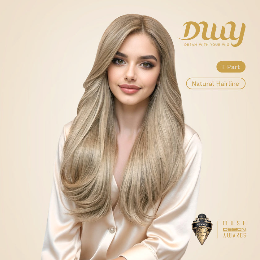 Xavia-DWY Lace Front Middle Part Long Blonde Wavy Glueless Synthetic Wig