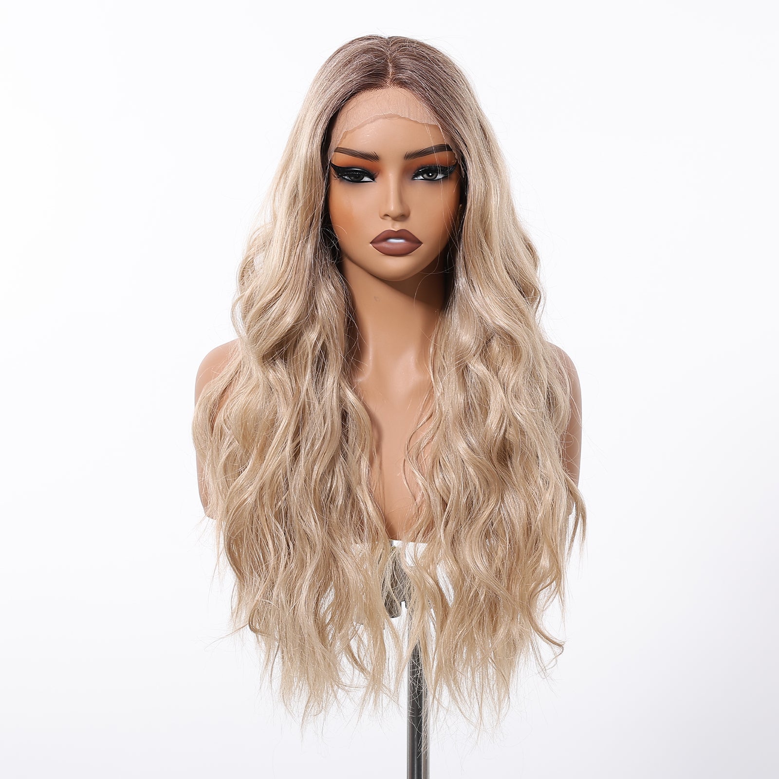 Adalynn-DWY  Synthetic Lace Front Brown HD Lace Body Wave Pre Plucked Glueless Wig