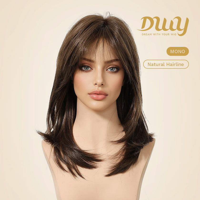 Tanya-DWY Mono Lace Front Brown Free Part Mid-Length Synthetic Wig
