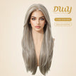 Ethel-DWY 13x6 Filter Lace Front Free Part Long Length Straight Brown with Highlights Glueless Synthetic Wig