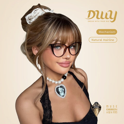 Loni-New Arrival DWY Machine Made Long Wave Light Brown Glueless Synthetic Wig