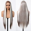 Gianna-DWY 13x6 Filter Lace Free Part Lace Front Long White Gray Silky Straight Glueless Synthetic Wig