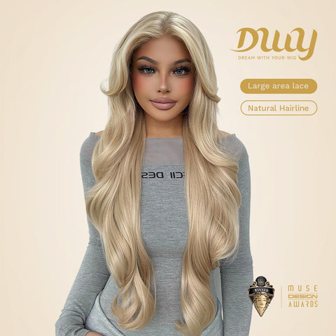 Mae-DWY 28-Inch Wavy Glueless Lace Front Wig for Women