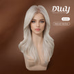 Esma-DWY Mono Lace Front Free Part Long-Length Wavy Blonde with Highlights Glueless Synthetic Wig for Women 20 Inches