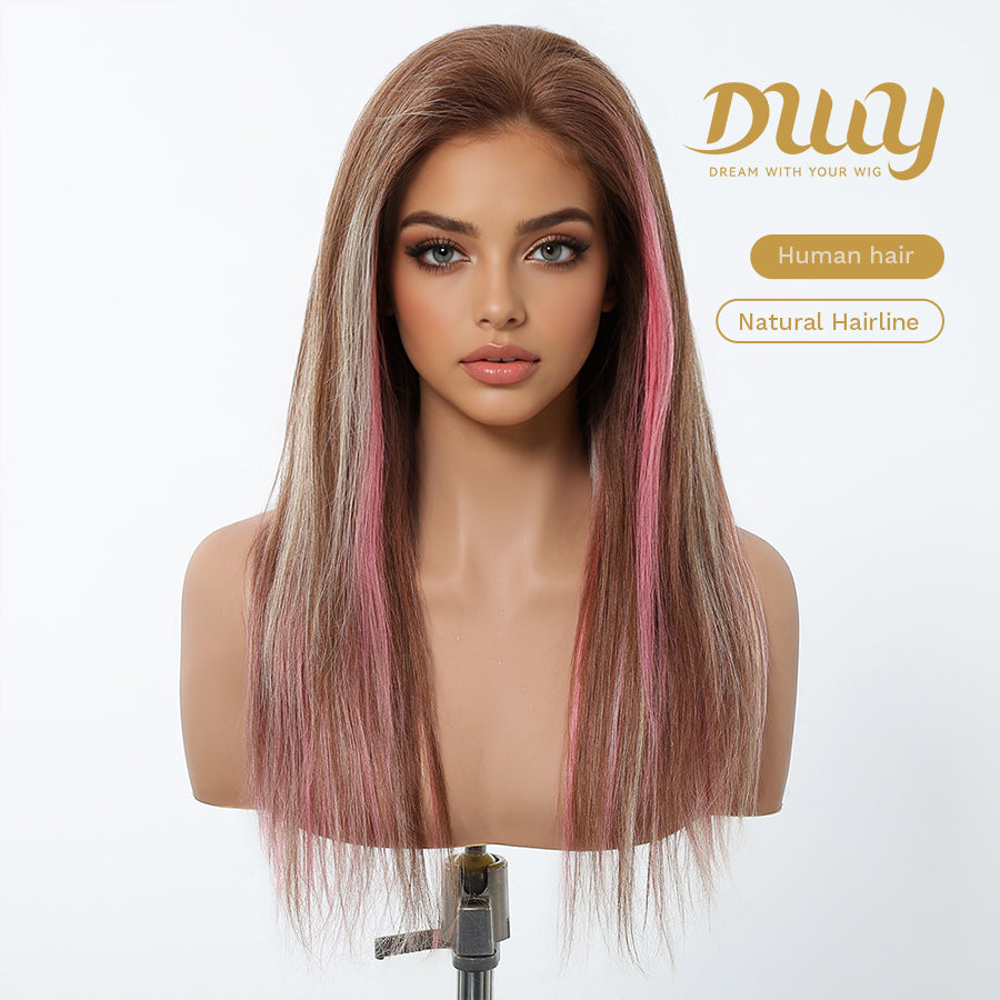 Cristina C- DWY Human Hair Pre Plucked Long-Length Hair 13*6 Natural Textured Hair Invisible HD Lace Frontal Wigs for Women 24 Inches