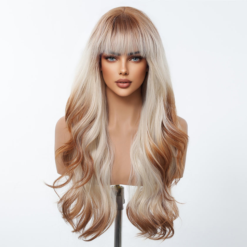 DWY 26 Inches Beach Wave Mixed Color Synthetic Wig