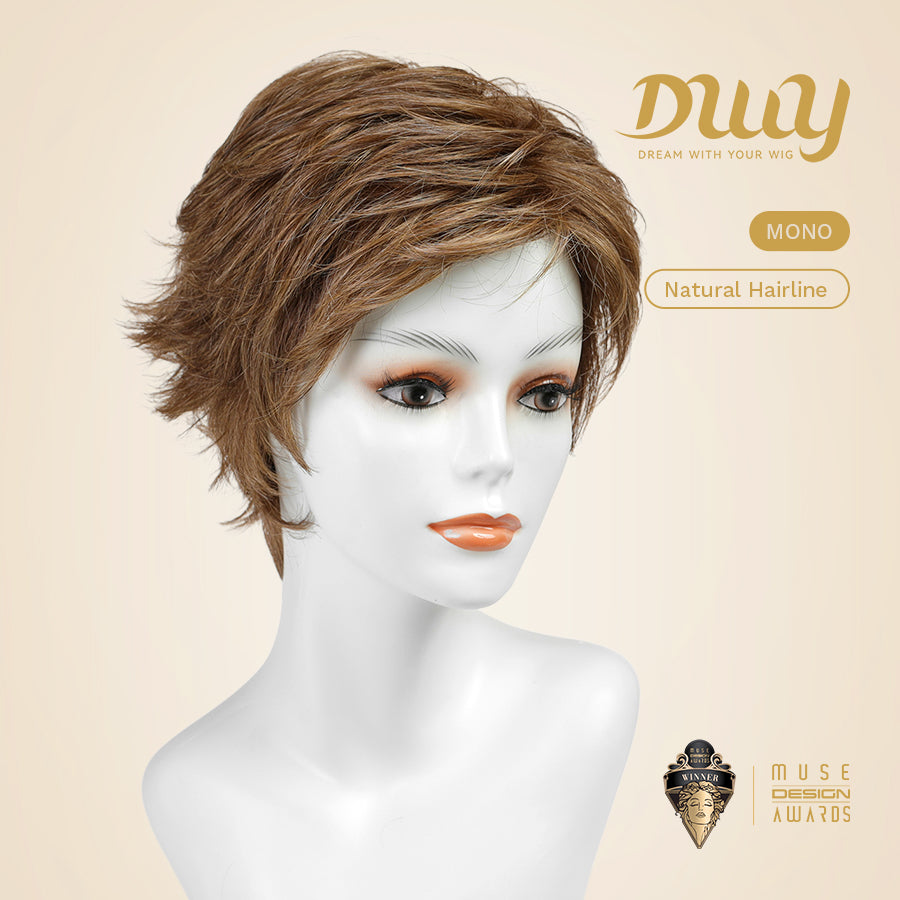 (Us Only)Aria-DWY Mono Lace Front Free Part Brown Short Pixie Synthetic Wig