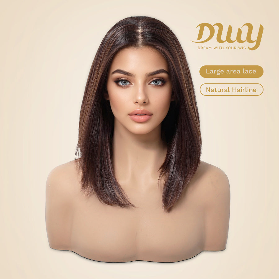 Luna-DWY 13×6 Lace Front Free Part Shoulder Length Bob Glueless Synthetic Wig