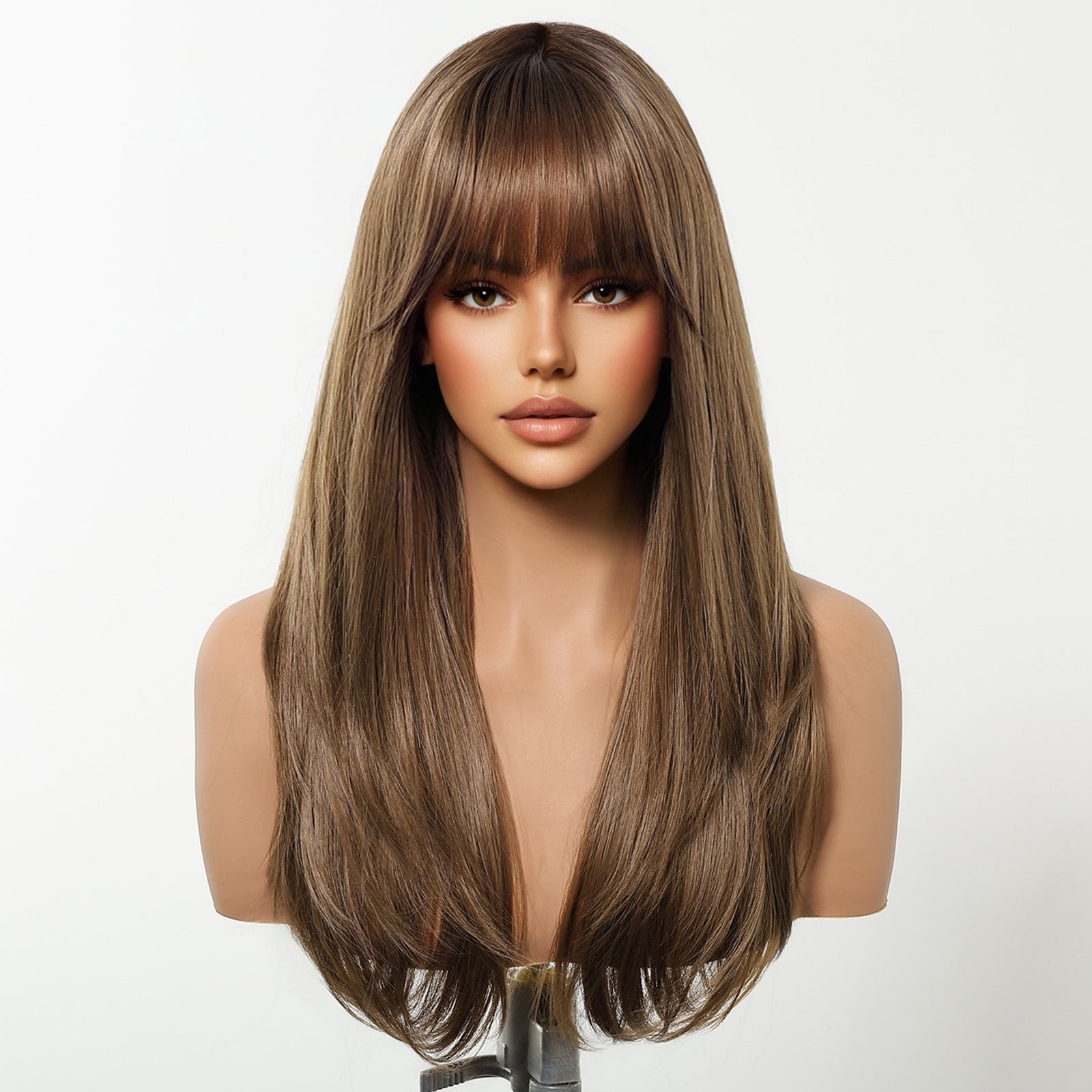 [LIMITED CLEARANCE]  DWY Machine Made Brown Straight Realistic Cute Hair Glueless Synthetic Wig for Women 24 Inches Pixie Cut Wigs Shaggy Wig Deep Wavy Wigs Deep Wave Wigs