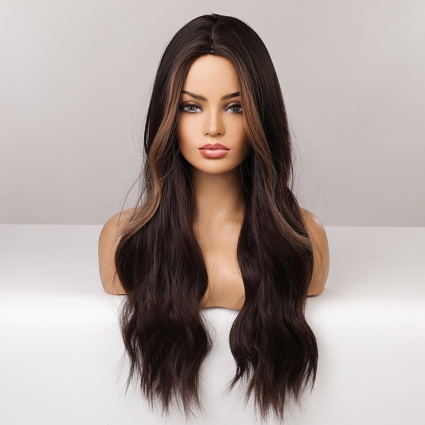 26 inch Long curly wigs brown and blonde highlight wigs women's wigs for daily or cosplay use LC6155-1