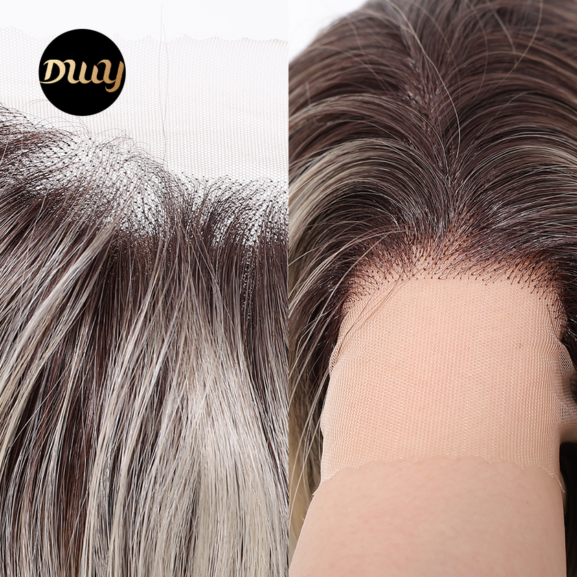 Hadley-DWY Platinum Blonde Synthetic Lace Front Long Layered Wavy Glueless Wig