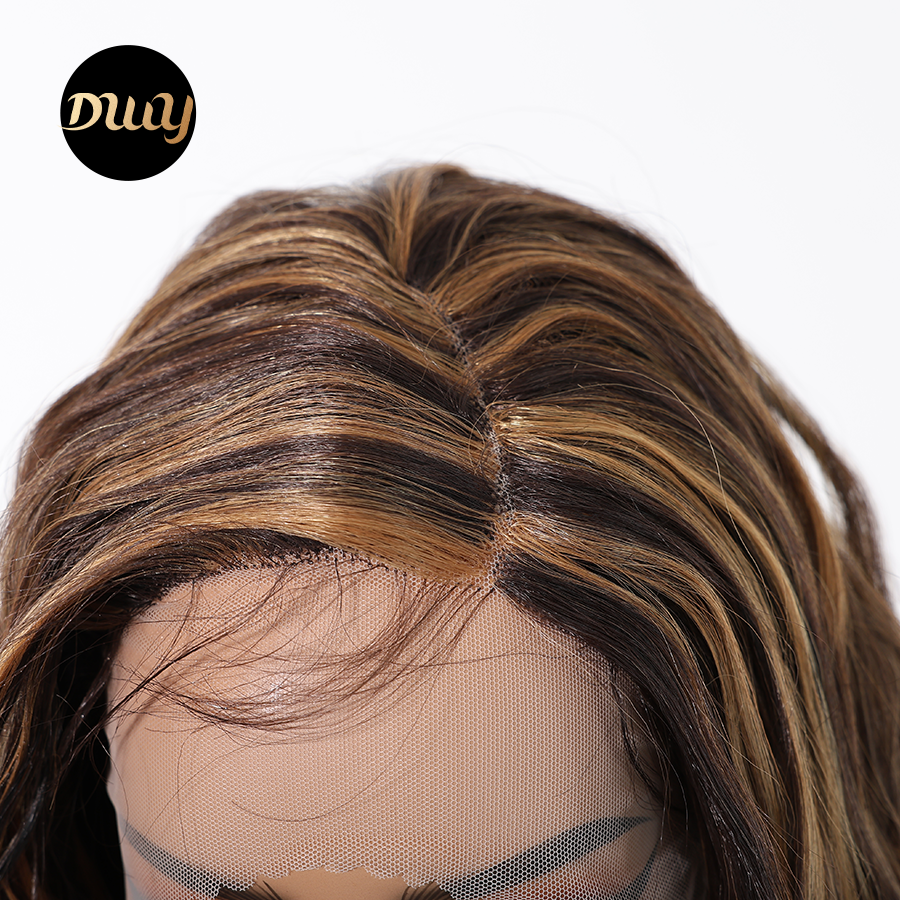 DWY Gaia-DWY Left Side Part Lace Front Mid Length Dark Brown Curly Glueless Synthetic Wig