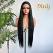 [CLEARANCE SALE] Jenner -DWY Lace Front Long Natural Black Middle Part Glueless Synthetic Wig for Women 30 Inches Straight Full Voluminous Classic Style
