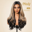 [CLEARANCE SALE] Gena -DWY Lace Front Middle Part Long-Length Straight Black Honey Balayage Glueless Synthetic Christmas wigs for women 26 Inches