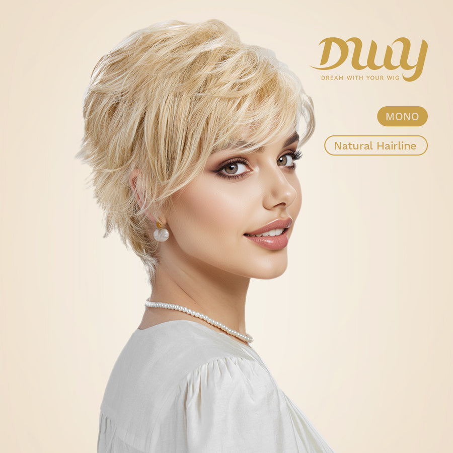 [CLEARANCE SALE] Lira H-DWY Mono Lace Front Free Part Short Pixie Glueless Synthetic Wig for Women 2 Shades 8 Inches
