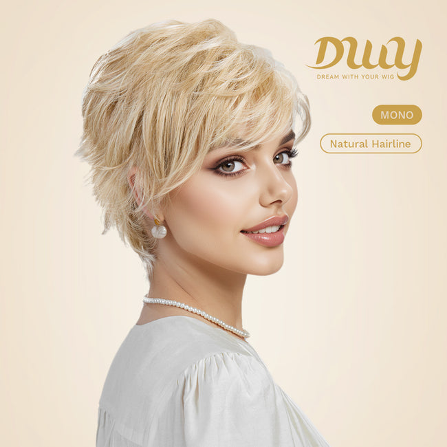 [CLEARANCE SALE] Lira H-DWY Mono Lace Front Free Part Short Pixie Glueless Synthetic Wig for Women 2 Shades 8 Inches