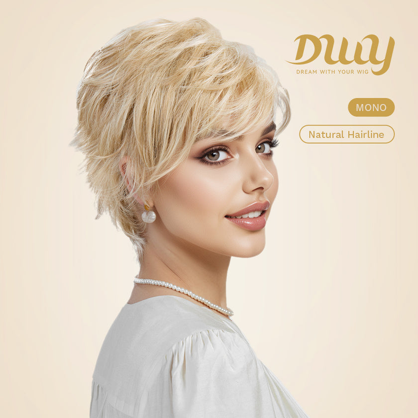 [CLEARANCE SALE] Lira H-DWY Mono Lace Front Free Part Short Pixie Glueless Synthetic Wig for Women 2 Shades 8 Inches