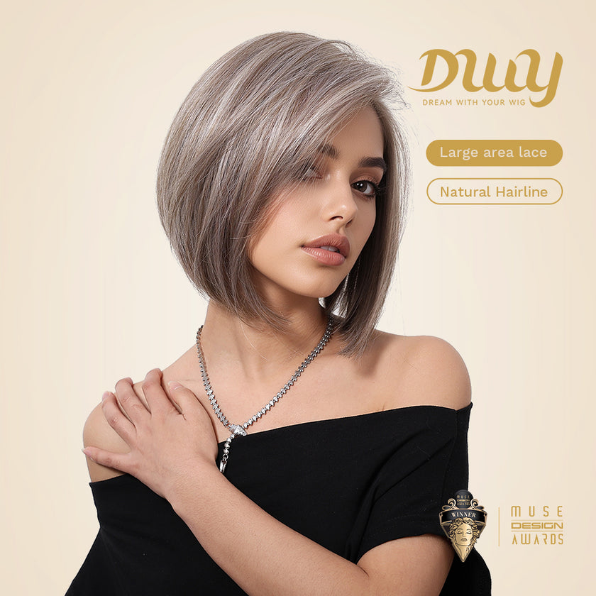 Clea-DWY 13x6 Lace Front 10 Inches Bob Blonde with Highlights Glueless Synthetic Wig
