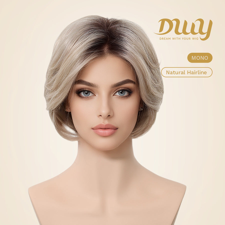 Summer-DWY Mono Lace Front Free Part Short Blonde Curly Bob Glueless Synthetic Wig for Women 10 Inches