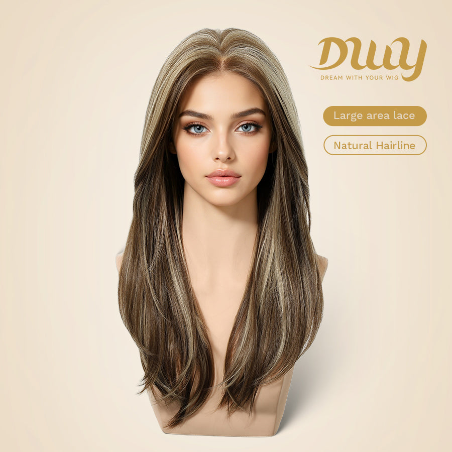 Pre Order!Cori-NEW! DWY 13×4 Lace Front Free Part Long-Length Straight Pink Brown Glueless Synthetic Wig