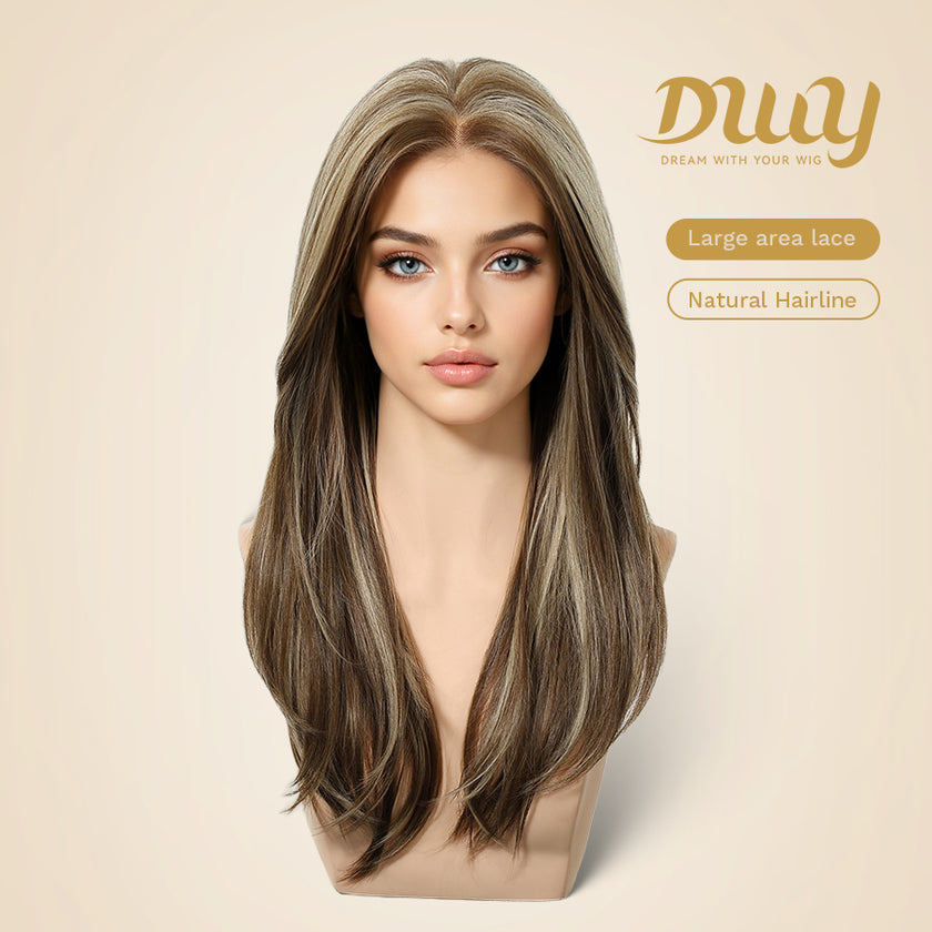 Pre Order!Cori-NEW! DWY 13×4 Lace Front Free Part Long-Length Straight Pink Brown Glueless Synthetic Wig