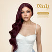 Asmaa-DWY Lace Front 13×6 Burgundy Curly Free Part Synthetic Wig
