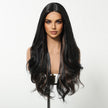 DWY Money Piece Brown Long Natural Wavy Synthetic Wig