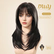 Cressida-DWY Straight Layer-cut with White Highlights and Bangs Glueless Synthetic Wig