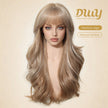 Cassie - DWY Long Wave Milk Tea Blonde Highlights Glueless Synthetic Wig with Bangs for Women 26 Inches Premium Quality Convenient Wigs