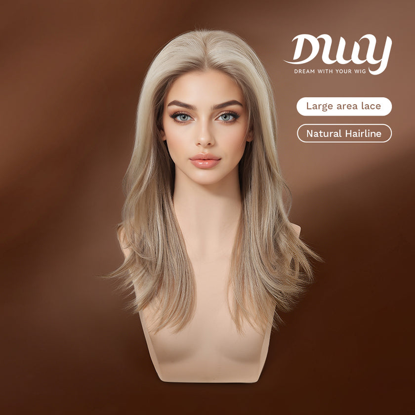 Isolde (lace) C- DWY NEW DWY 13×4 Lace Front Free Part Mid-Length Straight Blonde Glueless Synthetic Wig