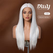 DWY Lace Front Middle Part Long-Length Straight White Glueless Synthetic Wig