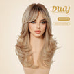 Fallon-DWY Machine Made Middle Part Long Wavy Rooted Light Blonde Glueless Synthetic Wig with Side Bangs for Women 22 Inchess