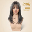 Ember-DWY 18-Inch MiraScalp Mid-Length Straight Grey Black Wig