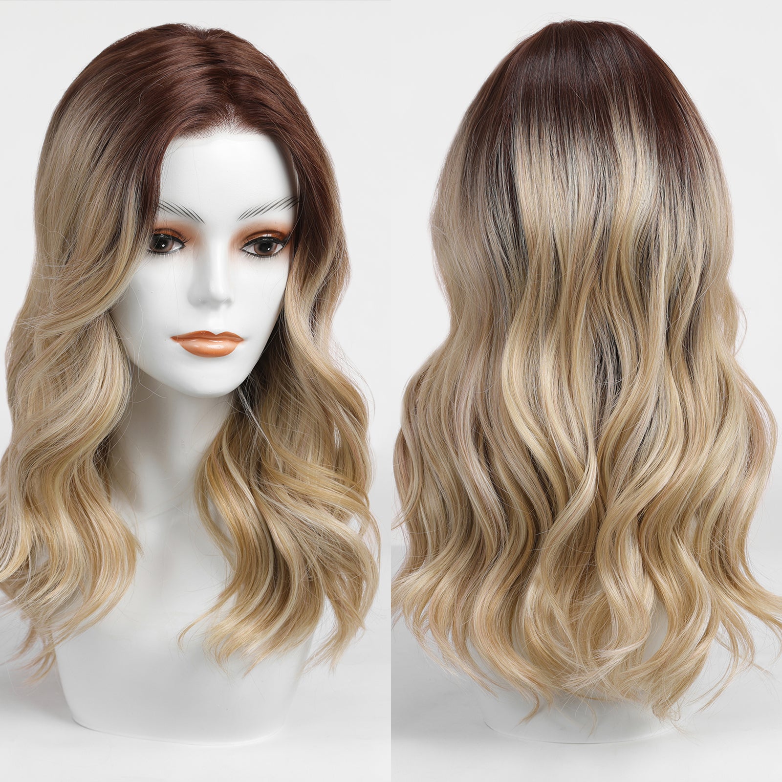 Remi-DWY Mono Lace Front Free Part Ombre Blonde Mid-Length Glueless Synthetic Wig
