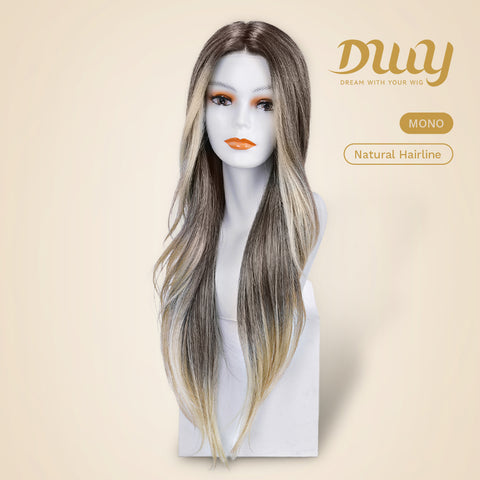 Olive-DWY Mono Lace Front Curly Free Part Ombre Brown With Blonde Synthetic Wig